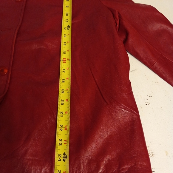 CHIC'S  Design Jacket Red Leather  Blazer Button Down  Size 12/44 chest - Picture 10 of 12